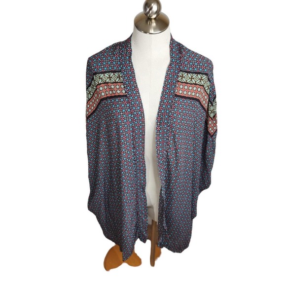 Victoria's Secret Open Front Kimono Cover Up Block Print Women's M/L - Picture 1 of 12